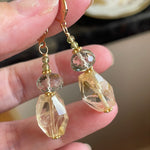 Citrine Prasiolite Earrings - Peridot - Gold Filled - Handmade