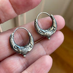 Engraved Hoop Earrings - Sterling Silver - Vintage