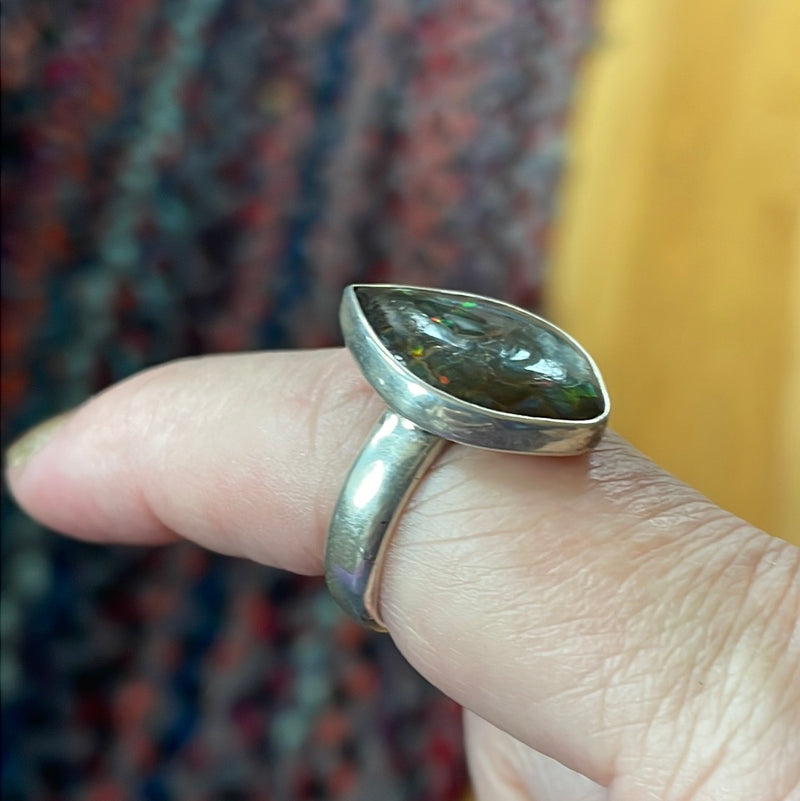 Ammolite Ring - Sterling Silver - Vintage