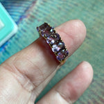 Amethyst Five Stone Band - Sterling Silver - Gold Wash - Vintage