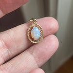 Opal Filigree Pendant - 14k Gold - Vintage