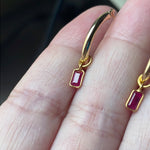 Ruby Hoop Earrings - 14k Gold Hoops - 18k Gold Drops - As Is