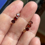 Garnet Hoop Earrings - 10k Gold - Vintage