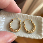 Quilted Hoop Earrings - 10k Gold - Vintage