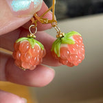 Peach Glass Berry Earrings - Gold Filled - Handmade