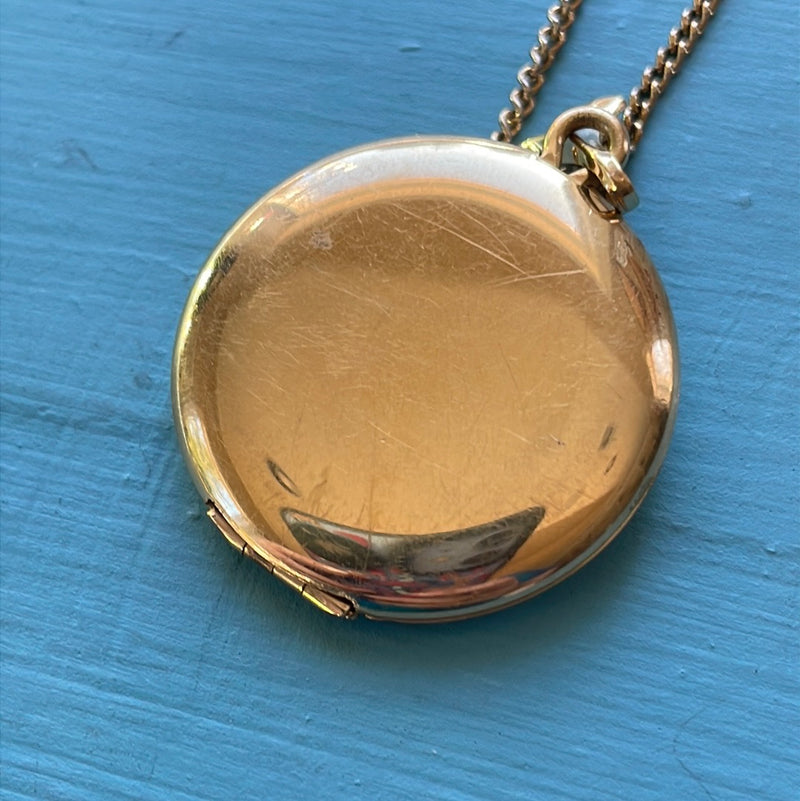 Engraved Flower Locket - Gold Filled - Vintage