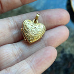 Heart Flourish Locket - 9k Gold - Vintage