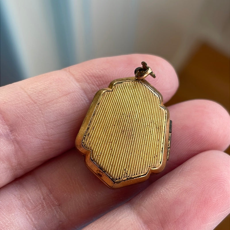 Shield Flower Locket - Gold Filled - Vintage