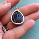 Carved Amethyst Pendant - Sterling Silver - Vintage