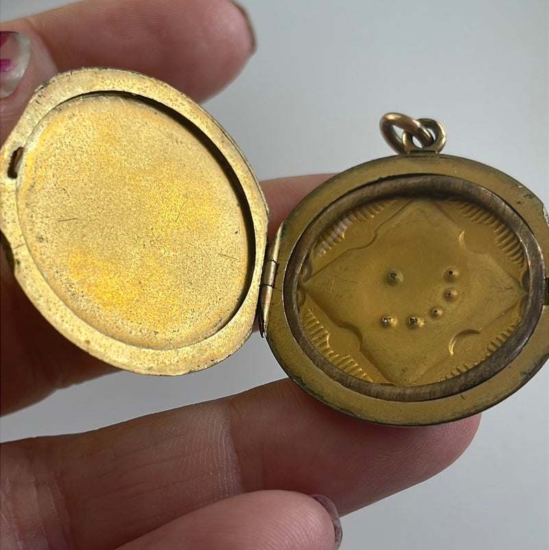 Moon Star Locket - Gold Filled - Antique