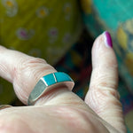 Turquoise Inlay Ring - Sterling Silver - Vintage