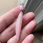 Carved Peruvian Opal Leaf Pendant - Lavender Jade and Peach Coral - Gold Filled - Handmade