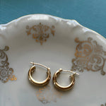 Chubby Gold Hoop Earrings - 14k Gold - Vintage