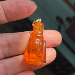 Carved Amber Man Pendant - Vintage