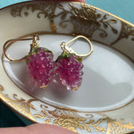 French Pink Berry Earrings - Gold Filled - Handmade