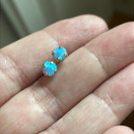 Opal Stud Earrings - Manmade - 10k Gold - Vintage