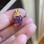 Ornate Amethyst Pendant - Square Cut - 14k Gold - Vintage