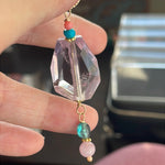 Ametrine Pendant - Kunzite, Apatite, Turquoise and Coral - Gold Filled - Handmade