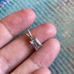 Aquamarine Diamond Pendant - 10k White Gold - Vintage