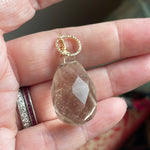 Faceted Quartz Large Pendant - Gold Filled - Handmade