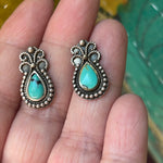 Turquoise Earrings - Sterling Silver - Vintage