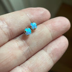 Opal Stud Earrings - Manmade - 10k Gold - Vintage