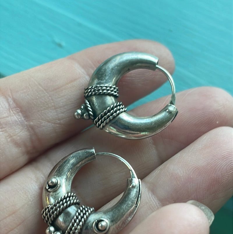 Hoop Earrings - Sterling Silver - Vintage