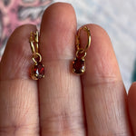 Garnet Hoop Earrings - 14k Gold - Vintage