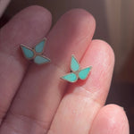 Turquoise Inlay Stud Earrings - Sterling Silver - Vintage