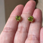 Peridot Heart Earrings - 10k Gold - Vintage