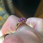 Ruby Trilogy Ring - 9k Gold - Vintage