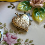 Engraved Heart Locket - Gold Filled - Vintage