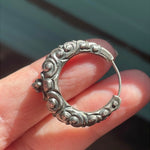 Repousse Hoop Earrings - Sterling Silver - Vintage