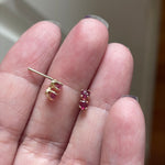 Double Ruby Stud Earrings - 14k Gold - Vintage