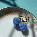 Periwinkle Glass Berry Earrings - Gold Filled - Handmade