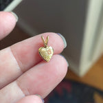 Tiny Heart Pendant - Rose Gold Flower - 14k Gold - Vintage