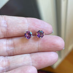 Amethyst Stud Earrings - 14k Gold - Vintage