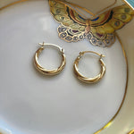 Dainty Swirl Hoops - 14k Gold - Vintage