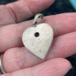 Engraved Heart Pendant - Citrine - Sterling Silver - vintage