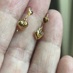 Dainty Puffy Heart Earrings - 14k Gold - Vintage