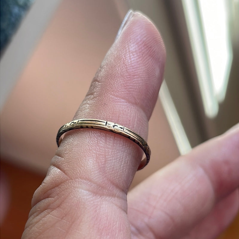 Dainty Striped Band - 10k Gold - Vintage