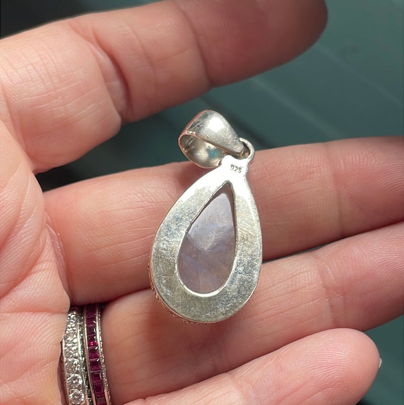 Moonstone Teardrop Pendant - Sterling Silver