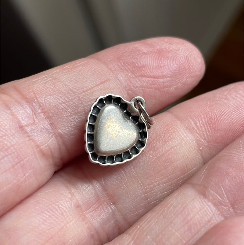 Opal Heart Pendant - Sterling Silver - Vintage