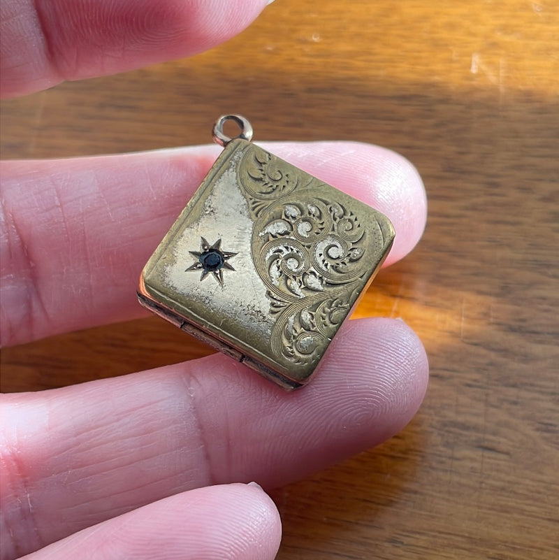 Engraved Star Locket - Gold Filled - Vintage