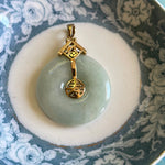 Jade Pendant - Good Fortune - 10k Gold - Vintage