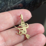 Witch Pendant - 14k Gold - Vintage