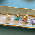 Gemstone Pumpkin Pendant - Amazonite, Citrine or Peach Moonstone - Vermeil - Gold Filled - Handmade