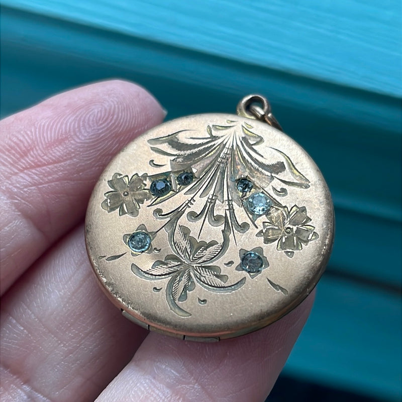 Flourish Flower Locket - Gold Filled - Antique