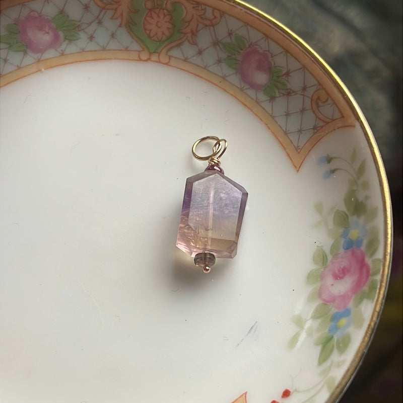 Ametrine Pendant - Tourmaline Accents - 14k Gold - Handmade