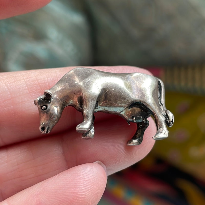 Cow Figure - Sterling Silver - Vintage